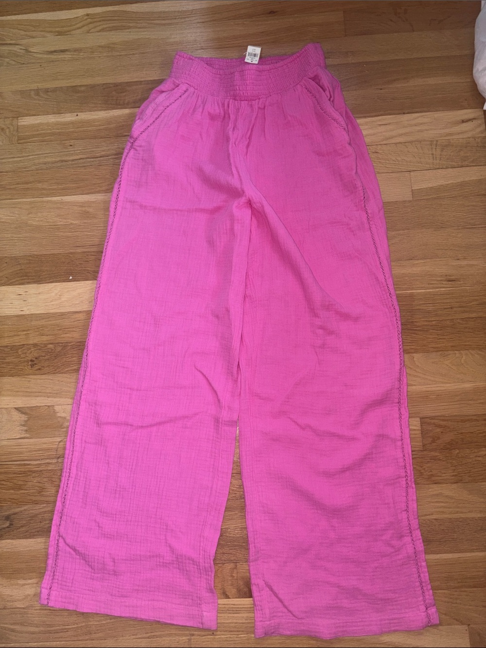 Aerie Bright Pink Wide-Leg Linen Blend Pants